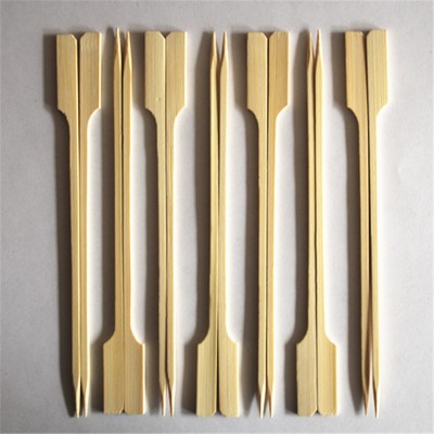 Full Size Customized flag shaped bamboo sticks flat bamboo gun shaped skewer teppo skewer for BBQ