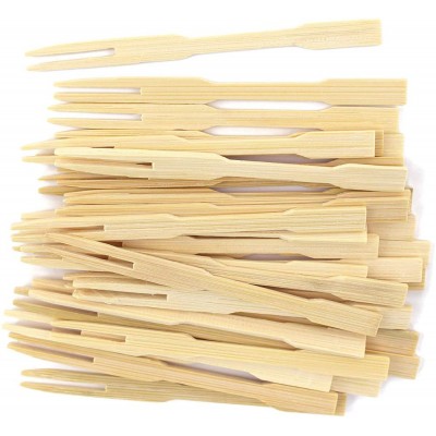 Wholesale 50 pcs per bag Bamboo Forks Wooden Appetizer Forks Appetizer Cocktail Fruit picks Pastry Dessert 3.4 inch