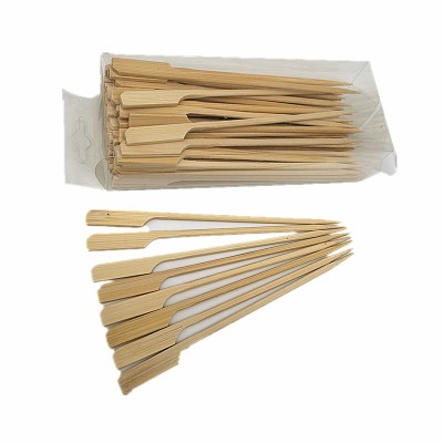 Wholesale eco-friendly flag shaped bamboo sticks flat bamboo teppo shaped skewer teppo skewer for BBQ