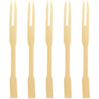 Bamboo Forks 3.5 Inch Mini Food Picks for Party Banquet Buffet Catering and Daily Life Two Prongs Blunt End Toothpicks