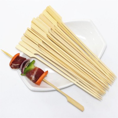 Custom logo Gun Shaped Flat Bamboo Skewer 15cm 18cm 22cm 25cm BBQ Paddle Shape Fruit Sticks bamboo teppo skewer with low price