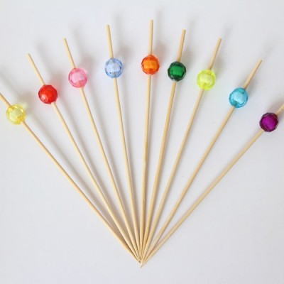 Good selling disposable decorative picks Christmas party  cup cake topper umbrella beaded picks for event