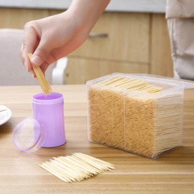 Friendly Disposable Sharp Two Ends And One Top Fruit Bamboo Picks Bamboo Toothpicks In Plastic Jar